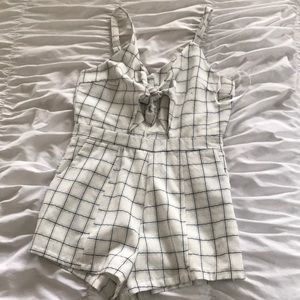 Grid pattern romper